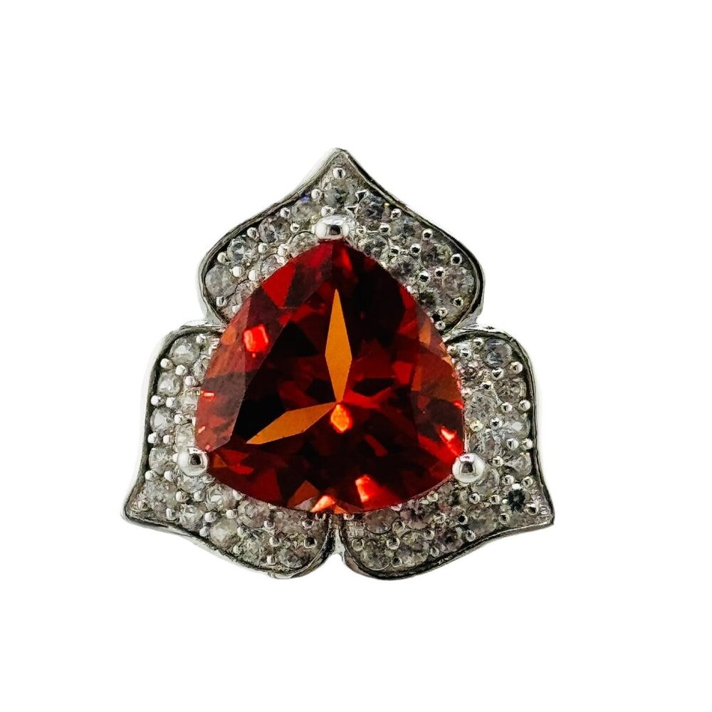 Sterling Silver 925 Red Ruby Topaz Ring Size 7 Signed Statement Unique